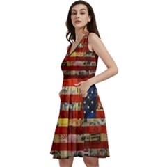 Usa Flag United States Sleeveless V-neck Skater Dress With Pockets by uniart180623