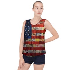 Usa Flag United States Bubble Hem Chiffon Tank Top by uniart180623