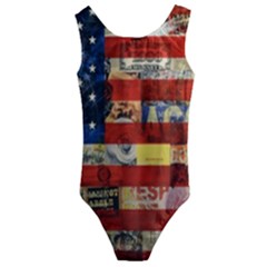 Usa Flag United States Kids  Cut-out Back One Piece Swimsuit by uniart180623