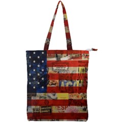 Usa Flag United States Double Zip Up Tote Bag