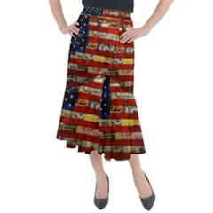 Usa Flag United States Midi Mermaid Skirt by uniart180623