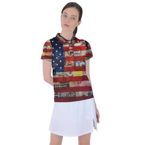 Usa Flag United States Women s Polo Tee by uniart180623