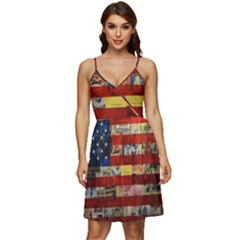 Usa Flag United States V-neck Pocket Summer Dress  by uniart180623