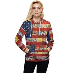 Usa Flag United States Women s Lightweight Drawstring Hoodie by uniart180623