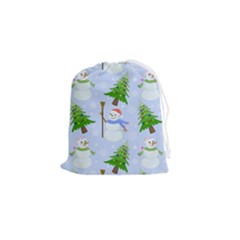 New Year Christmas Snowman Pattern, Drawstring Pouch (small) by uniart180623