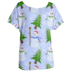 New Year Christmas Snowman Pattern, Women s Oversized Tee by uniart180623