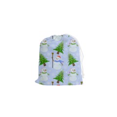 New Year Christmas Snowman Pattern, Drawstring Pouch (xs) by uniart180623