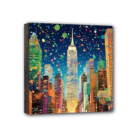 New York Confetti City Usa Mini Canvas 4  X 4  (stretched) by uniart180623