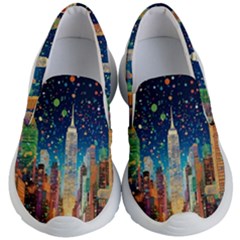 New York Confetti City Usa Kids Lightweight Slip Ons by uniart180623