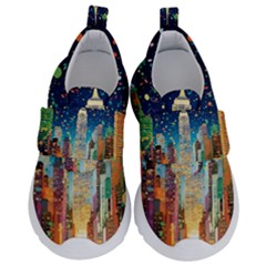 New York Confetti City Usa Kids  Velcro No Lace Shoes by uniart180623