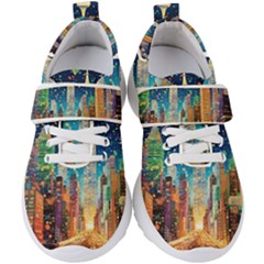 New York Confetti City Usa Kids  Velcro Strap Shoes by uniart180623