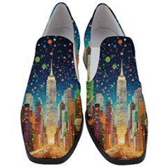 New York Confetti City Usa Women Slip On Heel Loafers by uniart180623