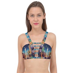 New York Confetti City Usa Cage Up Bikini Top by uniart180623