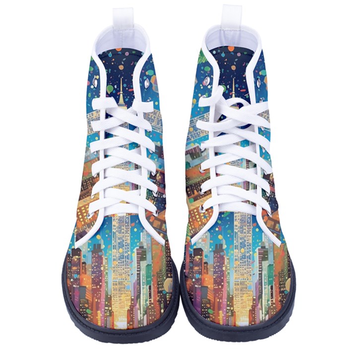 New York Confetti City Usa Kid s High-Top Canvas Sneakers