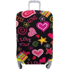 Multicolored Love Hearts Kiss Romantic Pattern Luggage Cover (large) by uniart180623