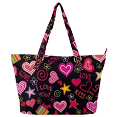 Multicolored Love Hearts Kiss Romantic Pattern Full Print Shoulder Bag by uniart180623