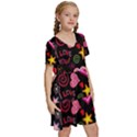 Multicolored Love Hearts Kiss Romantic Pattern Kids  Short Sleeve Tiered Mini Dress View3