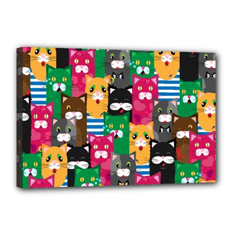 Cat Funny Colorful Pattern Canvas 18  X 12  (stretched) by uniart180623