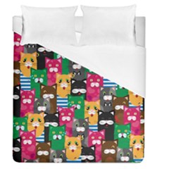 Cat Funny Colorful Pattern Duvet Cover (queen Size) by uniart180623