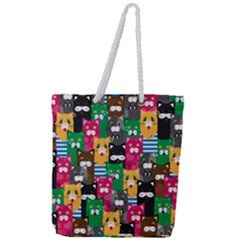 Cat Funny Colorful Pattern Full Print Rope Handle Tote (large) by uniart180623