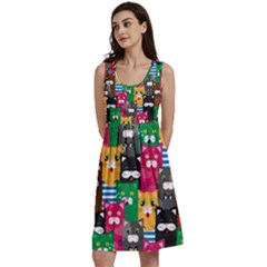 Cat Funny Colorful Pattern Classic Skater Dress