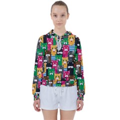 Cat Funny Colorful Pattern Women s Tie Up Sweat by uniart180623