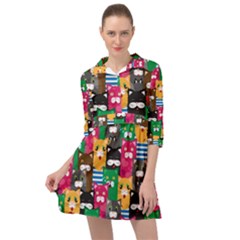 Cat Funny Colorful Pattern Mini Skater Shirt Dress by uniart180623