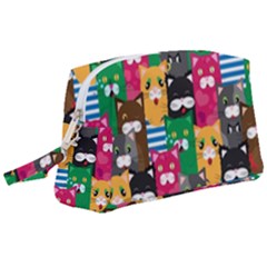 Cat Funny Colorful Pattern Wristlet Pouch Bag (large) by uniart180623