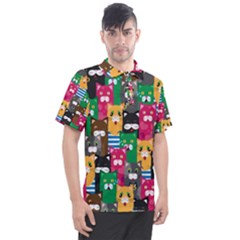 Cat Funny Colorful Pattern Men s Polo Tee by uniart180623