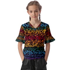 Patterns Rainbow Kids  V-neck Horn Sleeve Blouse by uniart180623