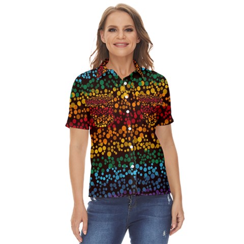 Patterns Rainbow Women s Short Sleeve Double Pocket Shirt by uniart180623