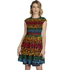 Patterns Rainbow Cap Sleeve High Waist Dress by uniart180623