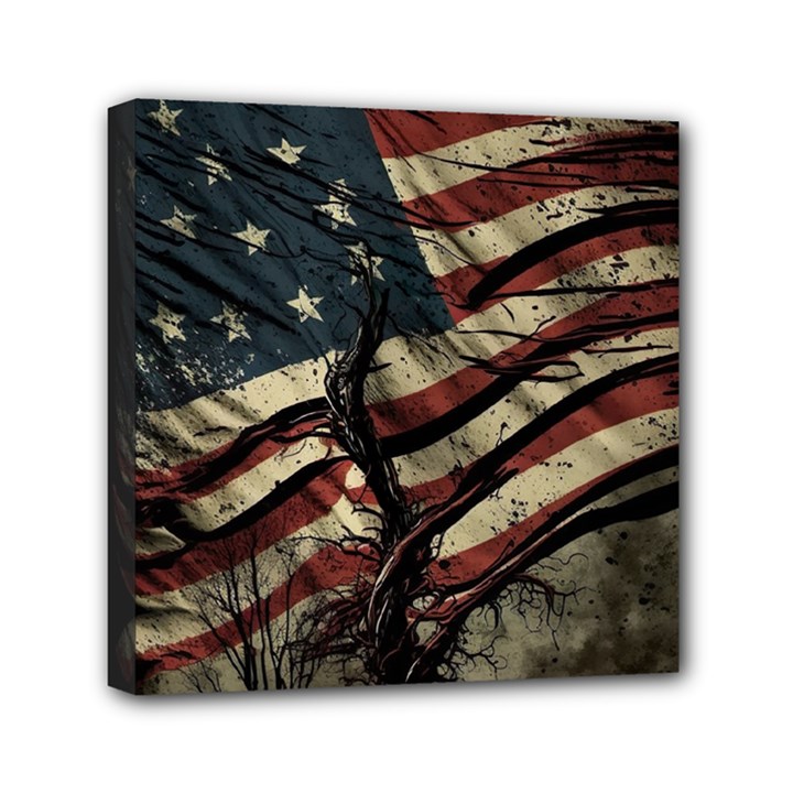 Flag Usa American Flag Mini Canvas 6  x 6  (Stretched)