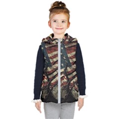 Flag Usa American Flag Kids  Hooded Puffer Vest by uniart180623