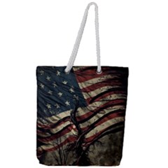 Flag Usa American Flag Full Print Rope Handle Tote (Large)