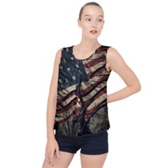 Flag Usa American Flag Bubble Hem Chiffon Tank Top by uniart180623