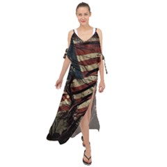 Flag Usa American Flag Maxi Chiffon Cover Up Dress