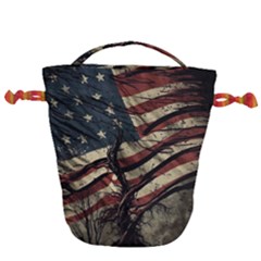 Flag Usa American Flag Drawstring Bucket Bag by uniart180623