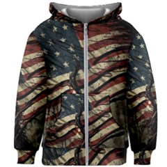 Flag Usa American Flag Kids  Zipper Hoodie Without Drawstring by uniart180623