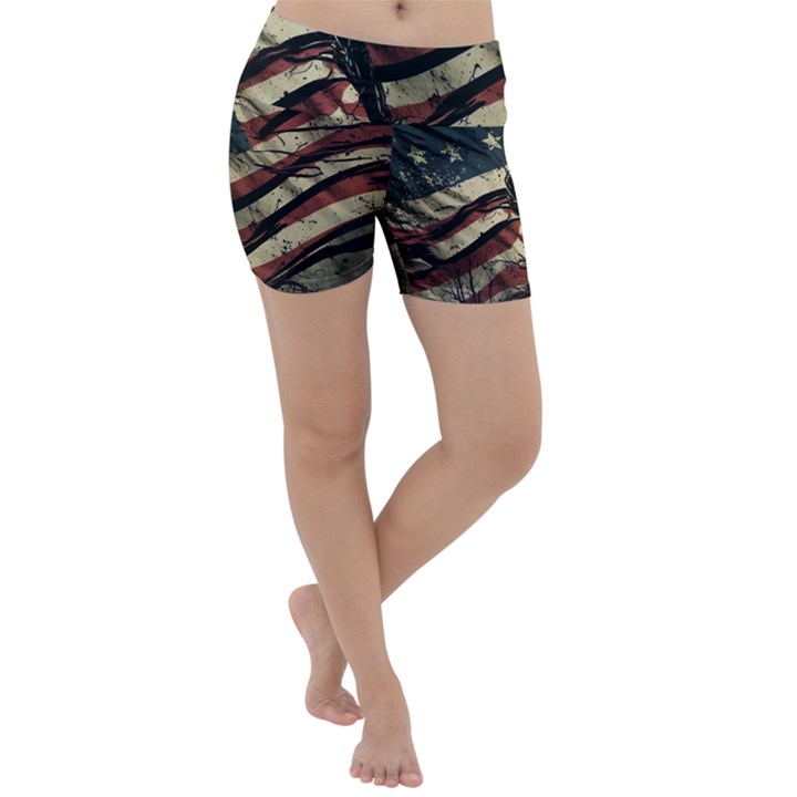 Flag Usa American Flag Lightweight Velour Yoga Shorts