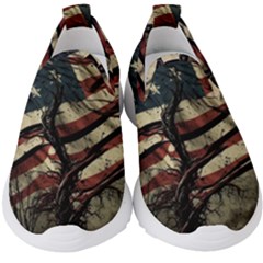 Flag Usa American Flag Kids  Slip On Sneakers by uniart180623