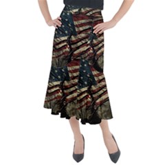 Flag Usa American Flag Midi Mermaid Skirt