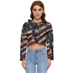 Flag Usa American Flag Women s Lightweight Cropped Hoodie