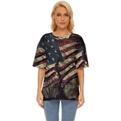 Flag Usa American Flag Oversized Basic Tee by uniart180623