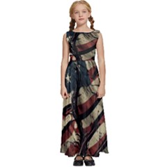 Flag Usa American Flag Kids  Satin Sleeveless Maxi Dress by uniart180623