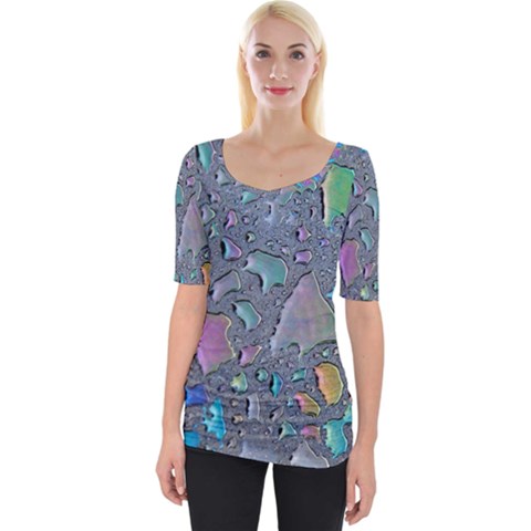 Glass Drops Rainbow Wide Neckline Tee by uniart180623