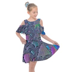 Glass Drops Rainbow Kids  Shoulder Cutout Chiffon Dress by uniart180623