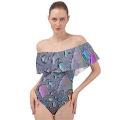 Glass Drops Rainbow Off Shoulder Velour Bodysuit  by uniart180623