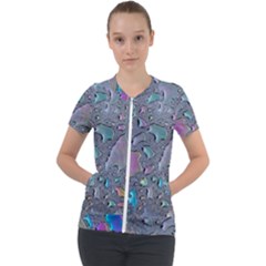 Glass Drops Rainbow Short Sleeve Zip Up Jacket by uniart180623