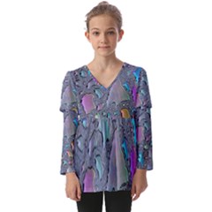 Glass Drops Rainbow Kids  V Neck Casual Top by uniart180623